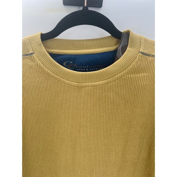 Page & Tuttle Cool Elite Mens Ribbed Mustard Yellow Crewneck Sweatshirt Large - Picture 3 of 11